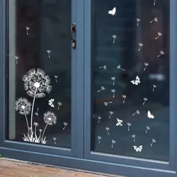 Vinilo decorativo estático de mariposas y diente de león para pared