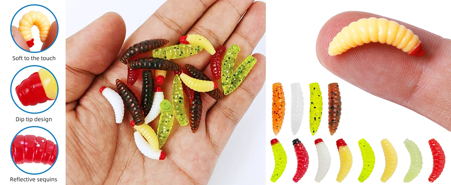 Detalle del cebo tipo larva (PVC suave)