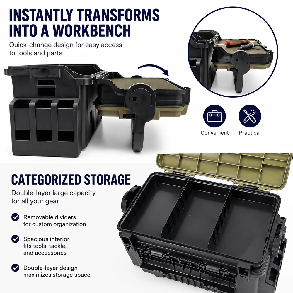 JSFUN Caja organizadora de aparejos con soportes para cañas - imagen 3