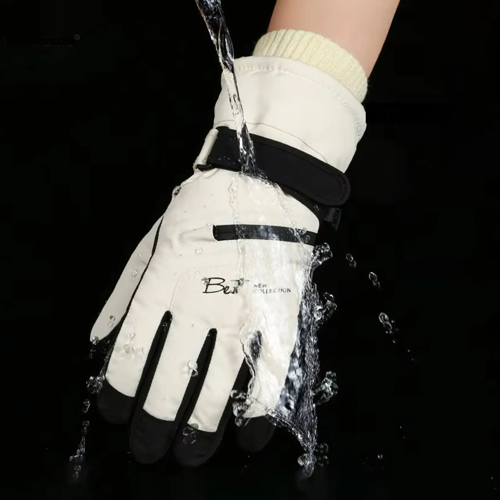 Guantes impermeables de esquí con pantalla táctil y felpa gruesa - imagen 5