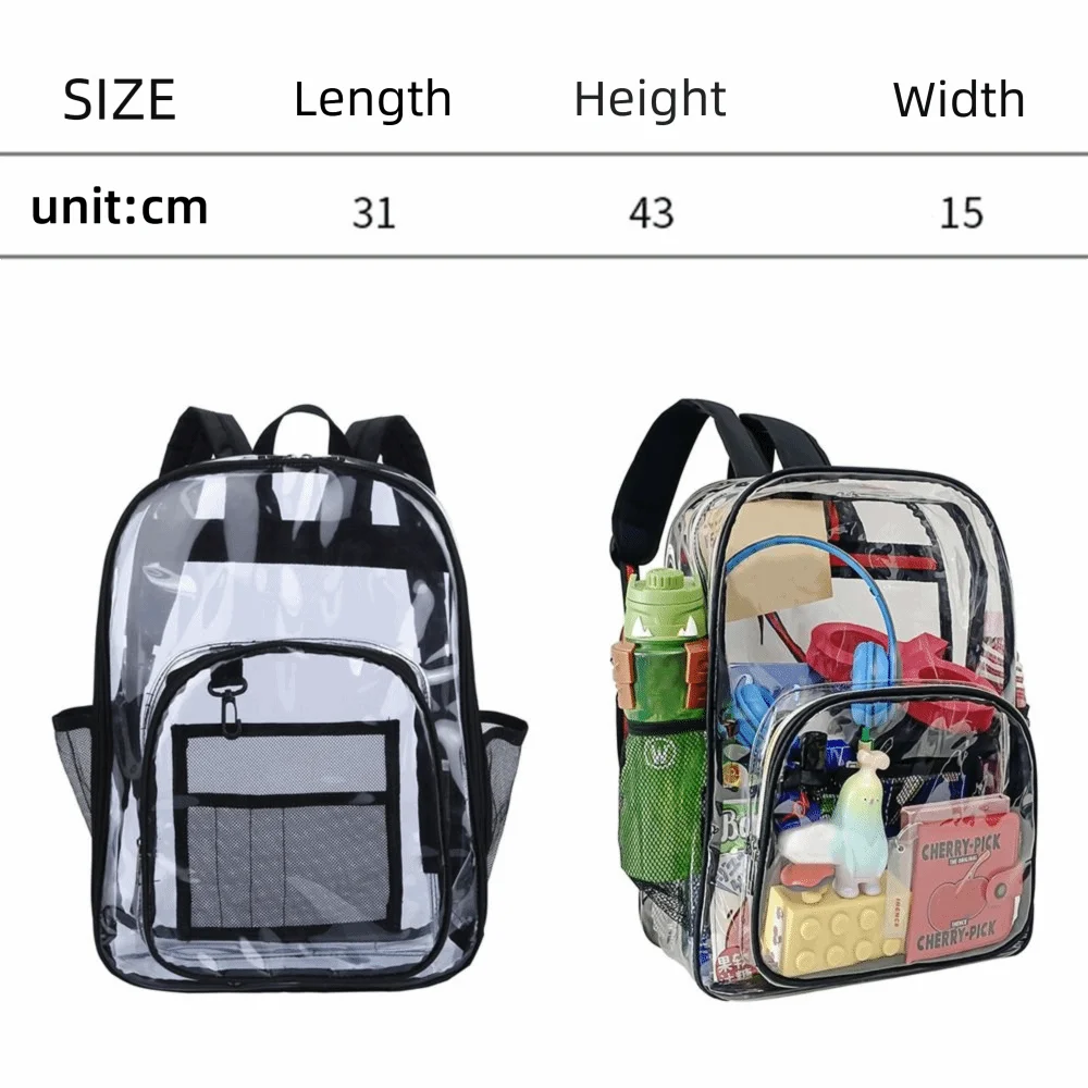 Mochila transparente PVC impermeable gran capacidad bandolera doble - imagen 2