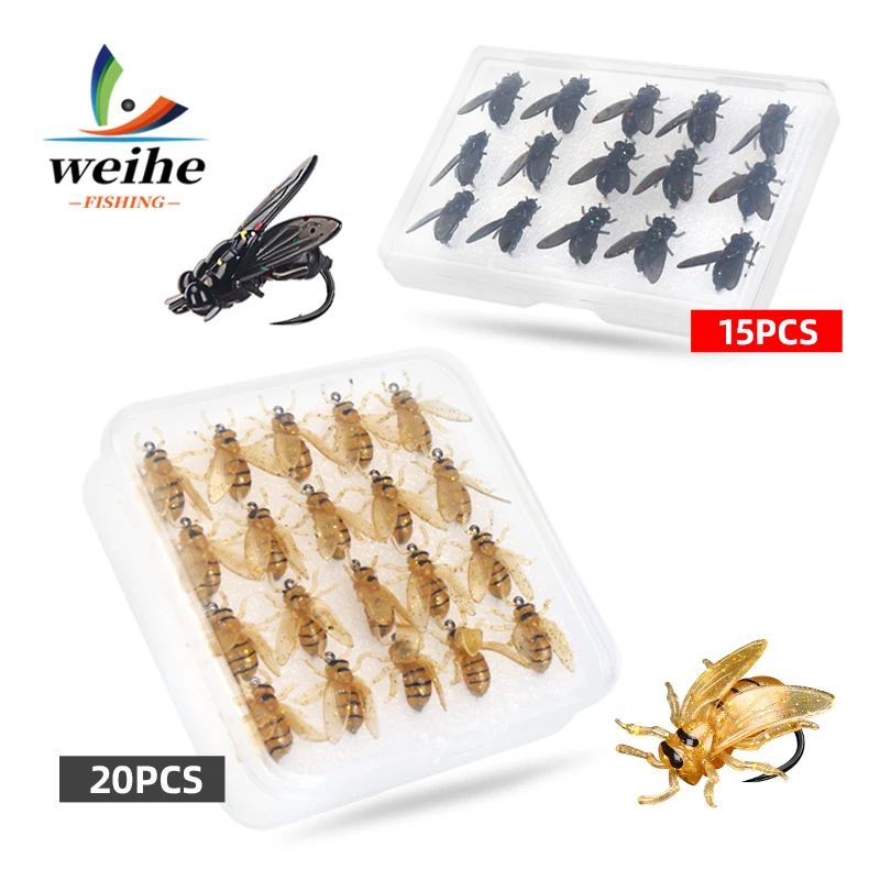 WEIHE anzuelos para pesca con mosca afilados con púas