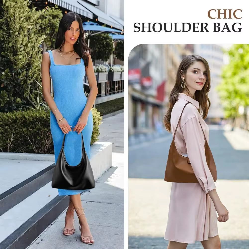 Bolso Hobo de Cuero con Doble Cremallera – Estilo Minimalista - imagen 2