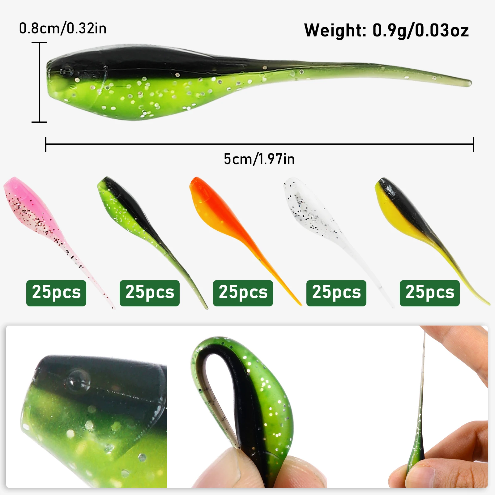 Cebos swimbait Crappie con ganchos jighead FREE FISHER - imagen 4