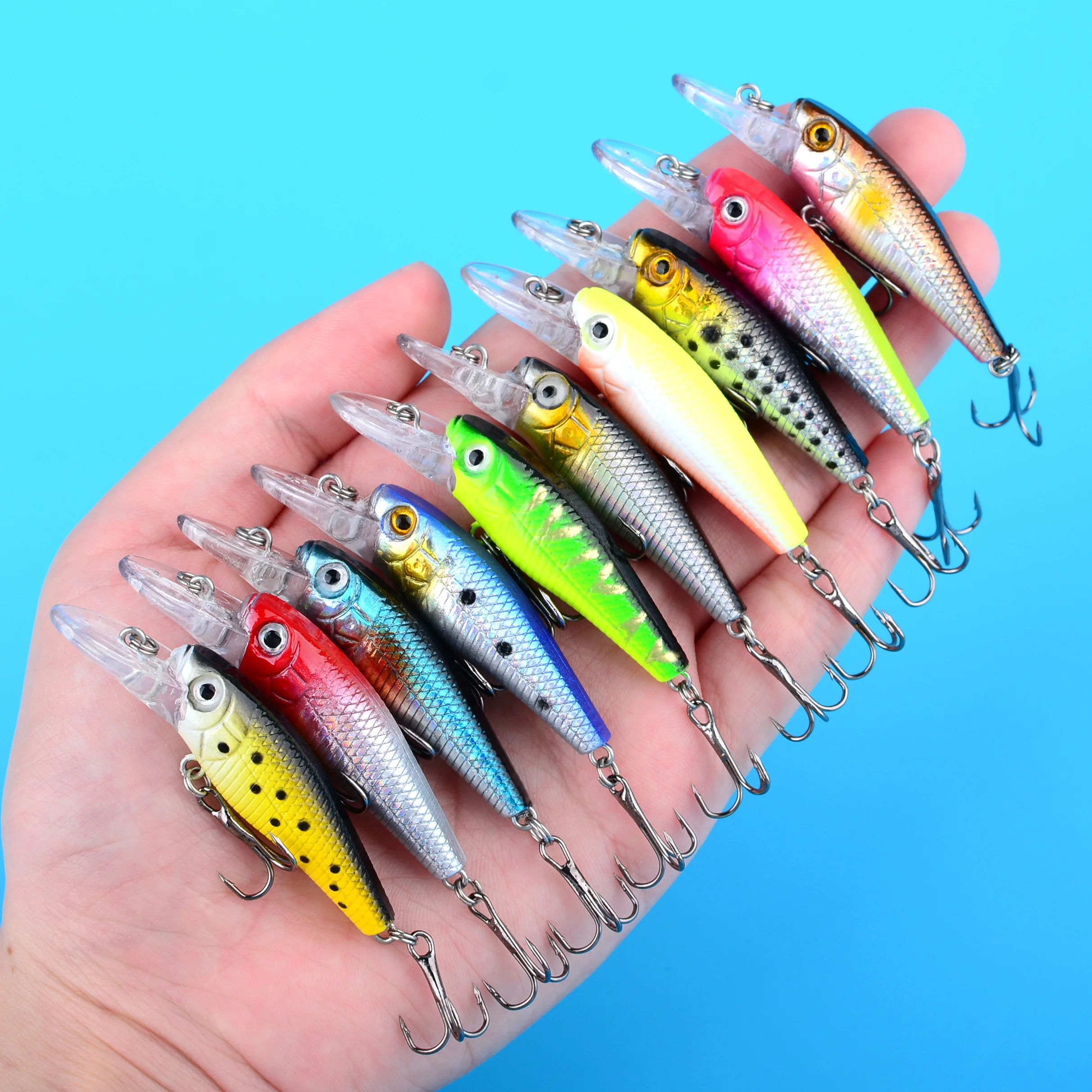 Crankbait flotante de plástico duro oscilante para lubina y lucio