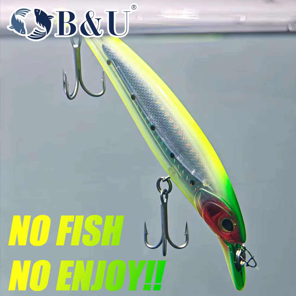 Minnow flotante B&U - Señuelo duro para agua salada con anzuelos triples - imagen 2