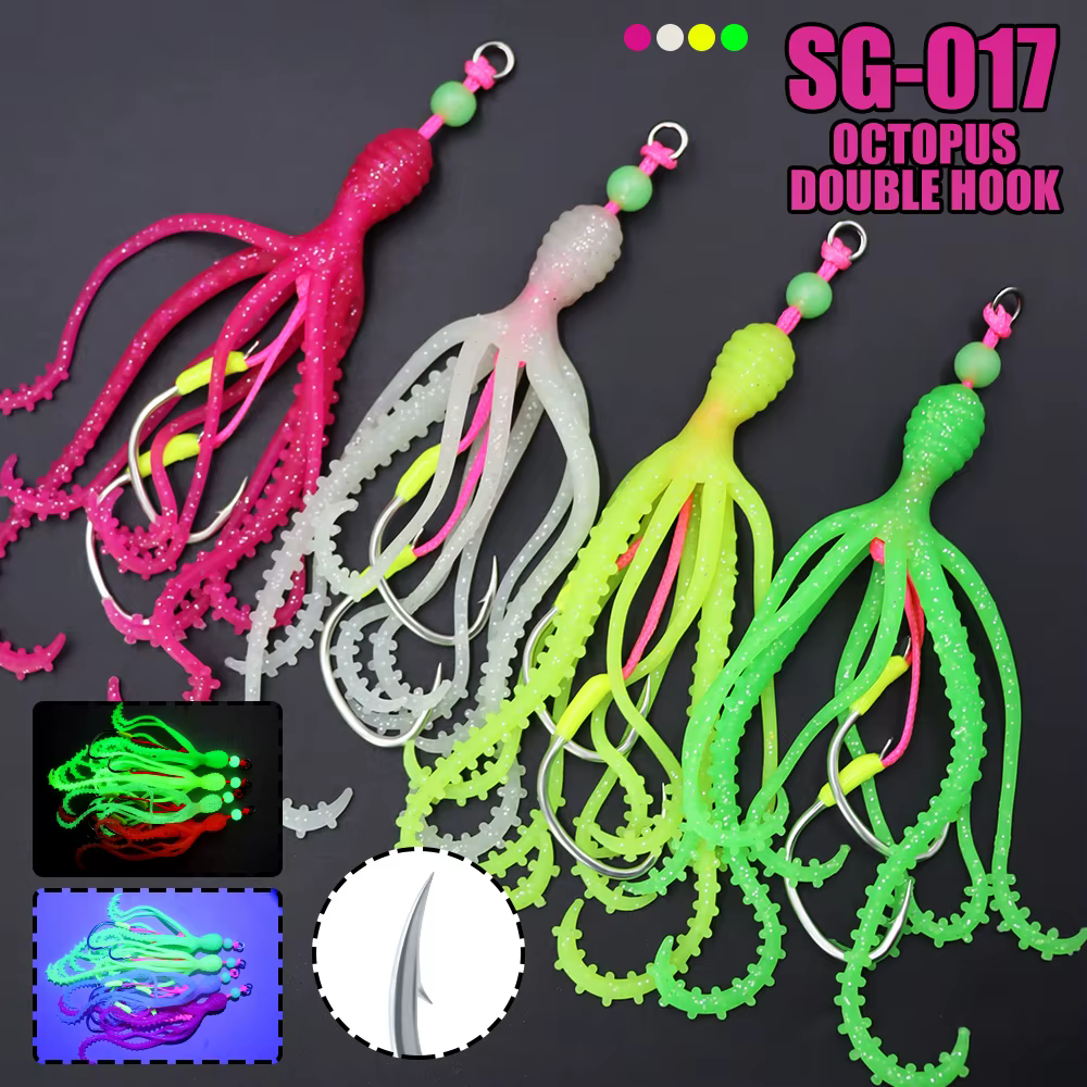 ZYZHE Señuelo suave marina con anzuelos luminosos para pulpo - imagen 3