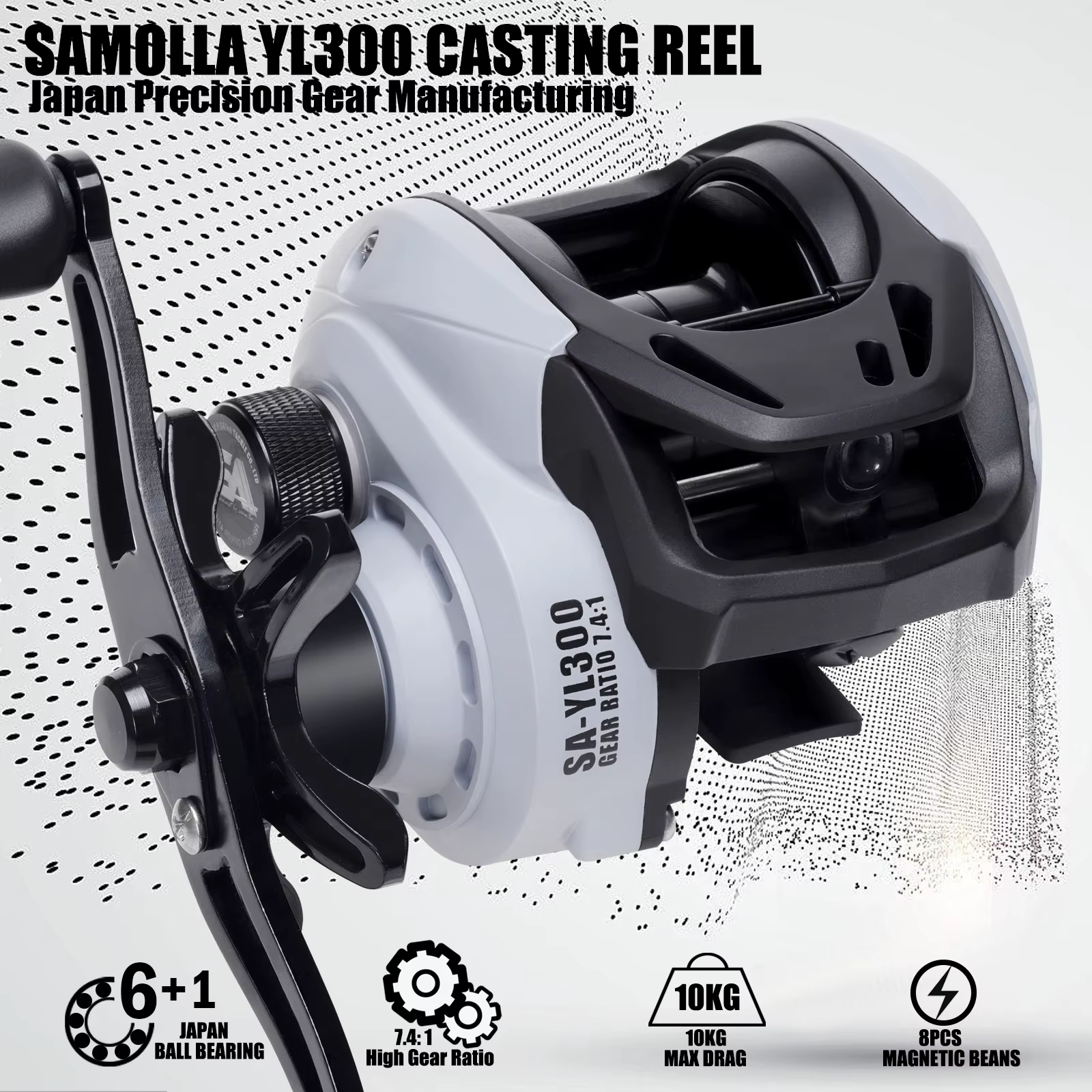 Carrete de Pesca Samolla Lanzamiento Largo 7.4:1 6+1BB Agua Salada - imagen 3