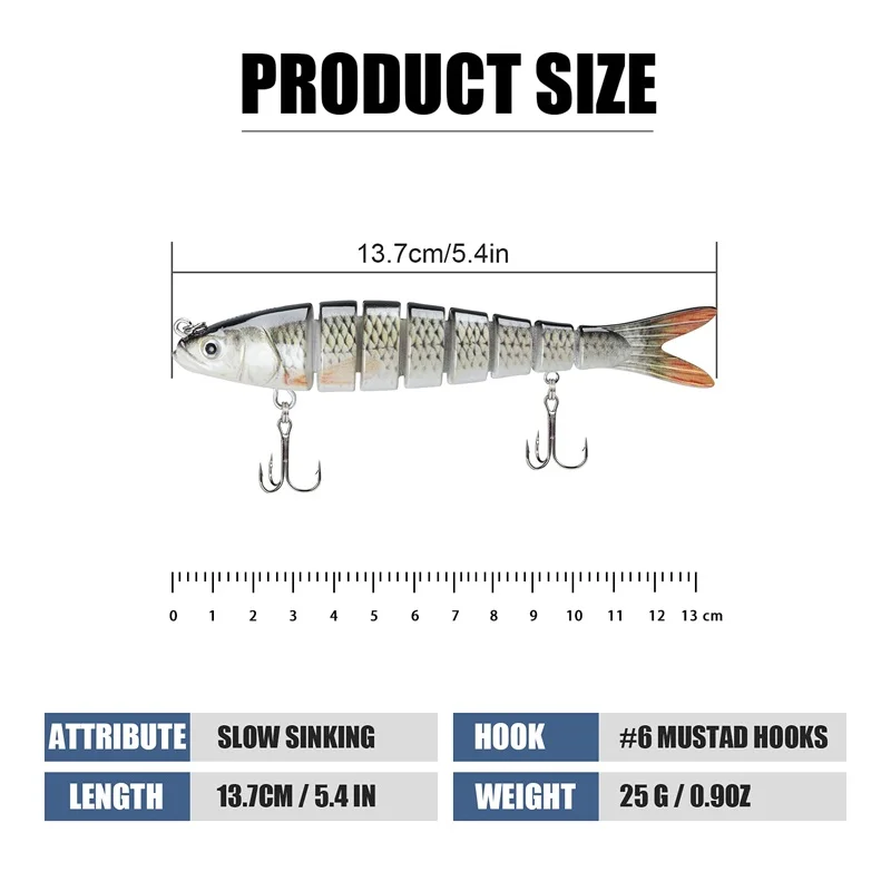 Swimbait multiarticulado biónico hundimiento lento para pesca trucha - imagen 5