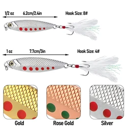 Cucharilla Jig Metal 15g-30g con triple anzuelo y plumas para lubina y corvina