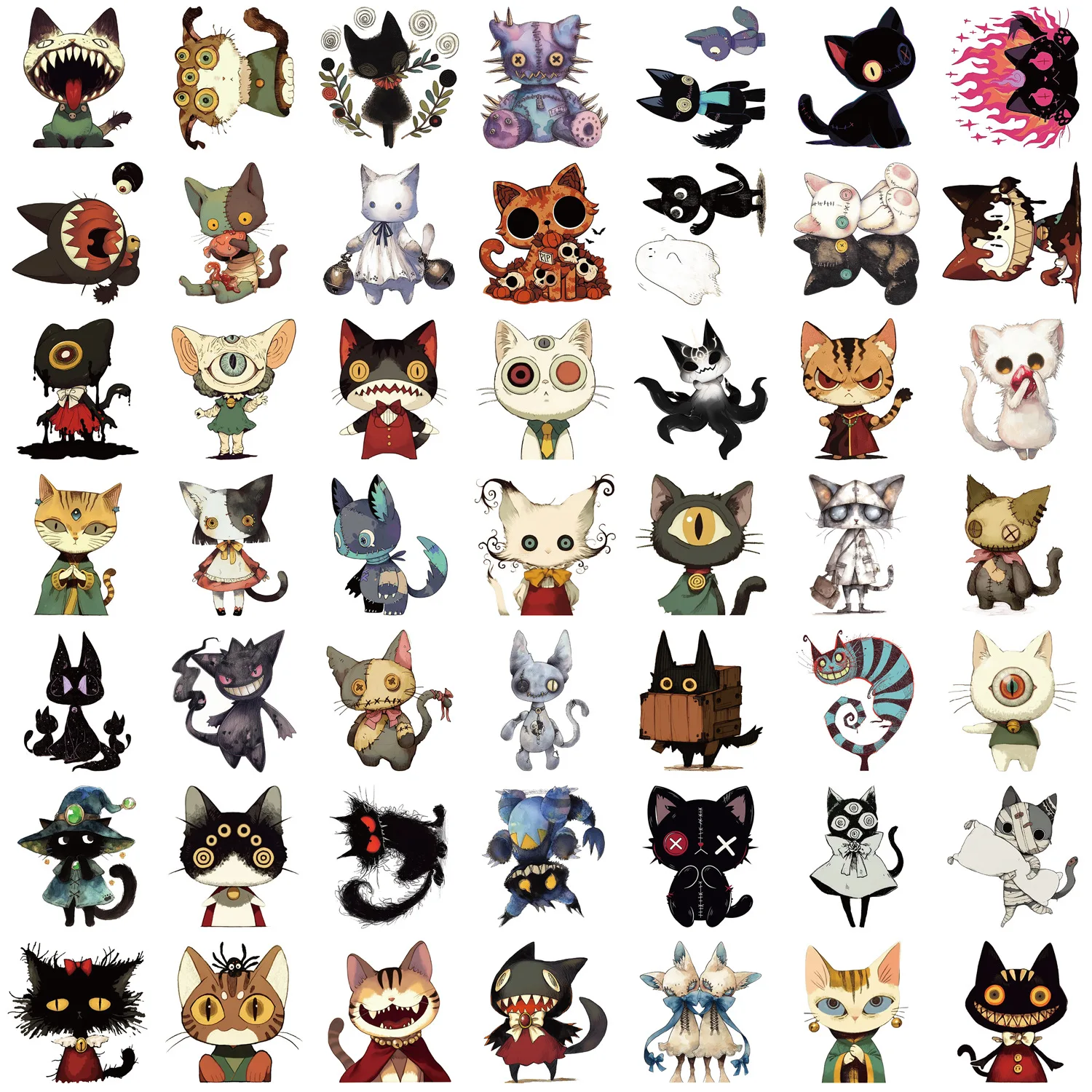 Pegatinas Graffiti Góticos Gatos Dibujo Animado – Diseño ImpermeableDIY - imagen 5
