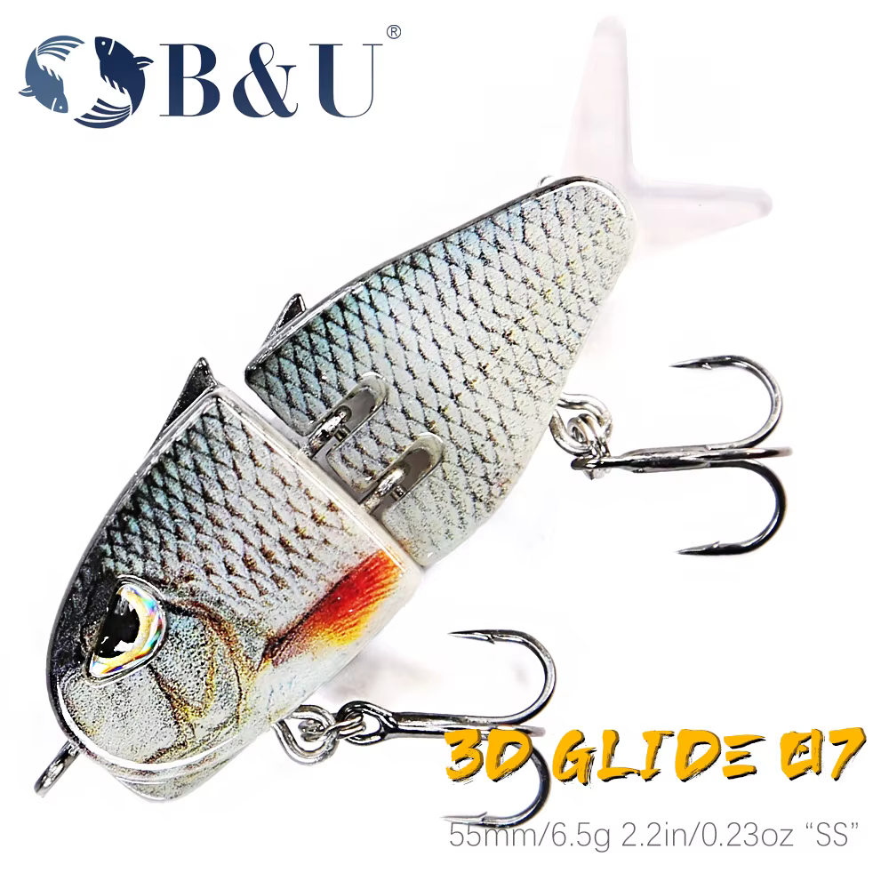 B & U Jerkbait 55mm Glide Bait hundimiento lento para lucio y trucha - imagen 4