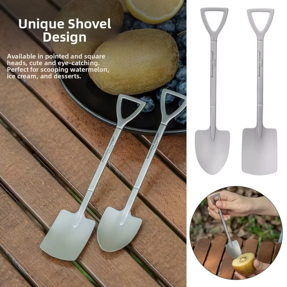 Cubiertos de titanio ultraligeros para camping: cuchara y tenedor - imagen 5