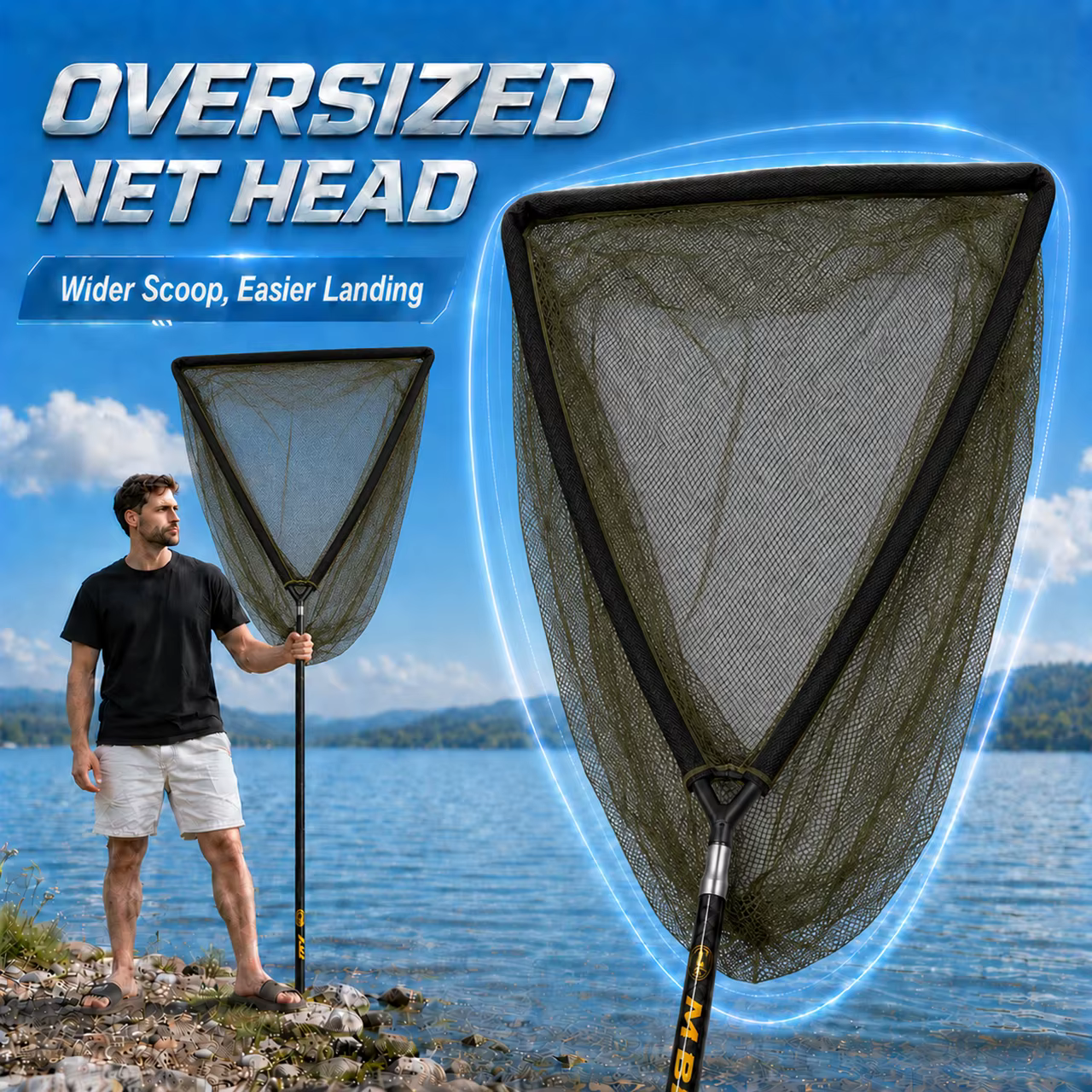Red de Pesca Plegable Triangular MBLN Mango Carbono - imagen 4