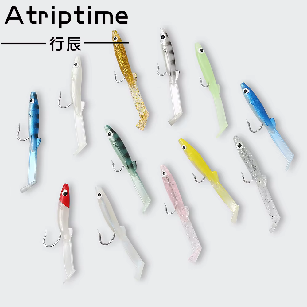 Señuelo Anguila artificial 8cm 2,3g – Cebo blando azul y blanco con anzuelo