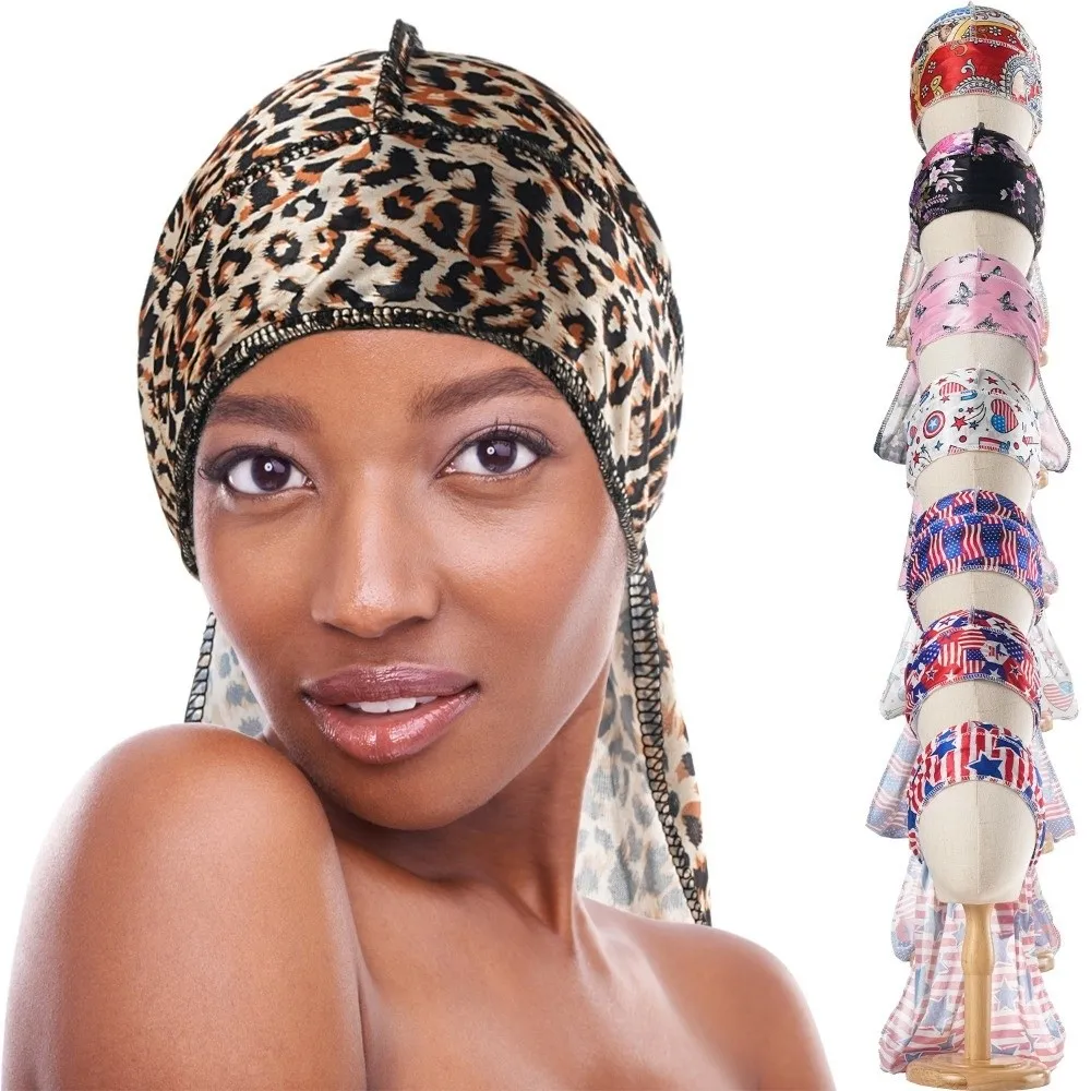 Hijab paisley pre-atado elástico de seda durag ajustable - imagen 2