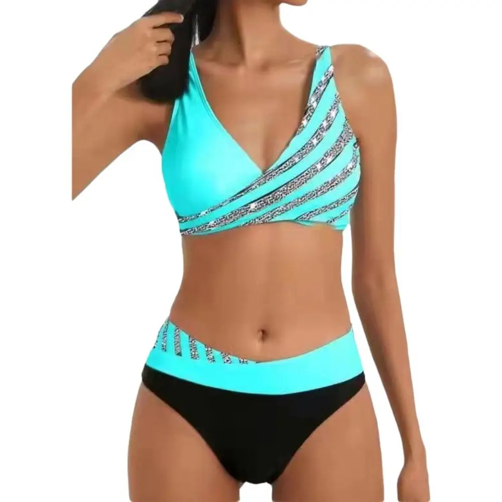 Bikini vintage de talle alto ajustable, dos piezas con cintura alta - imagen 5