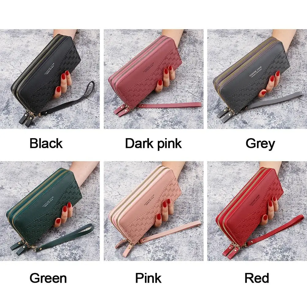 Cartera larga mujer piel PU con múltiples compartimentos y cremallera - imagen 4