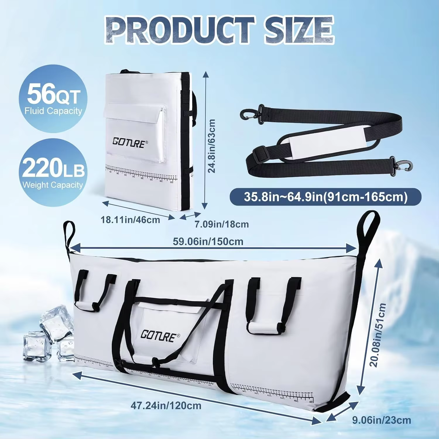 Bolsa Enfriadora Goture 152x51cm Impermeable Isotérmica con Regla - imagen 2