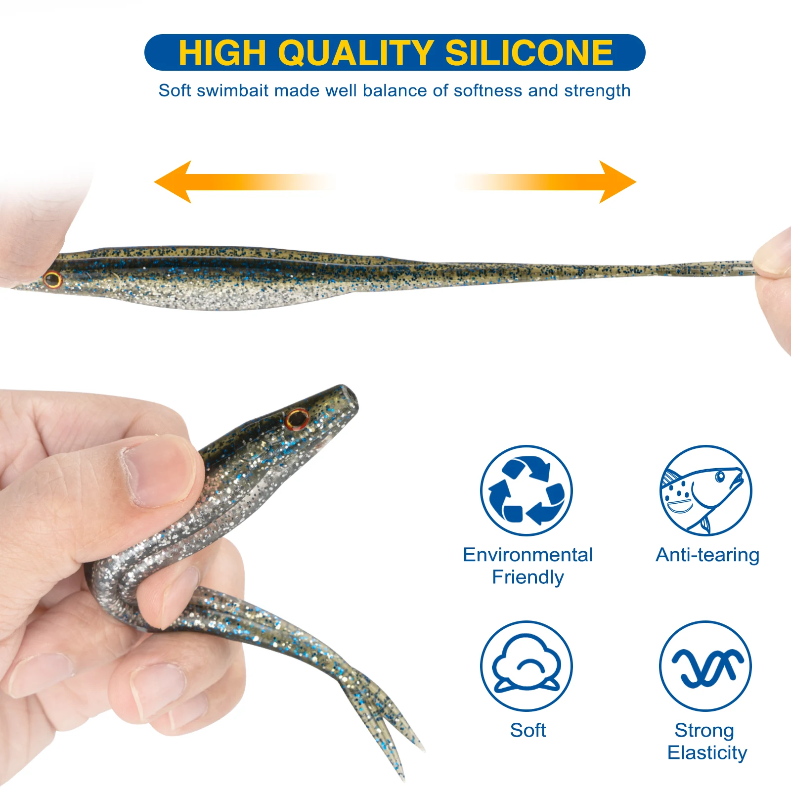 Señuelos blandos swimbait cola de horquilla para Texas Rig y Jig Head