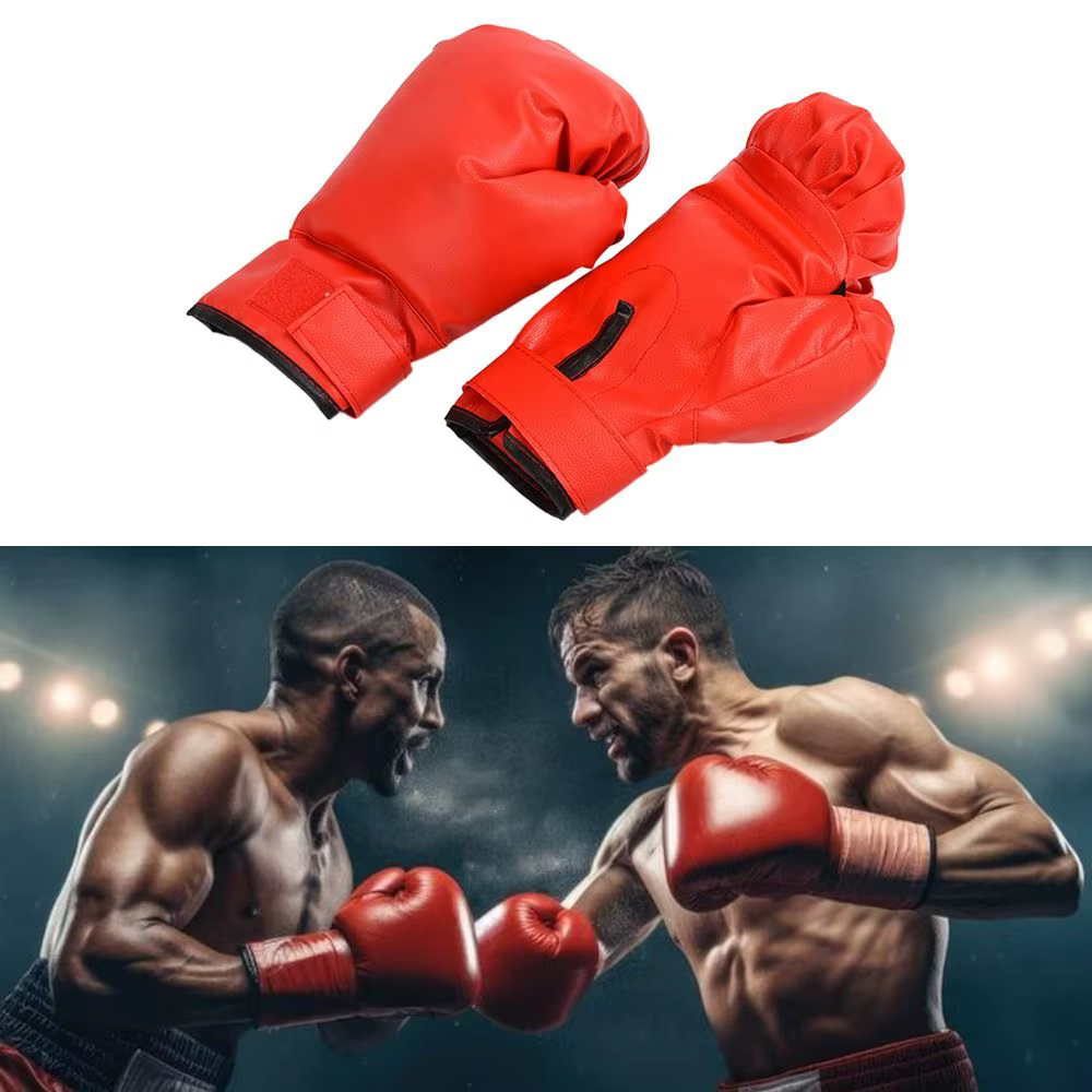 Guantes de boxeo transpirables rojos de dedos completos Sanda - imagen 5