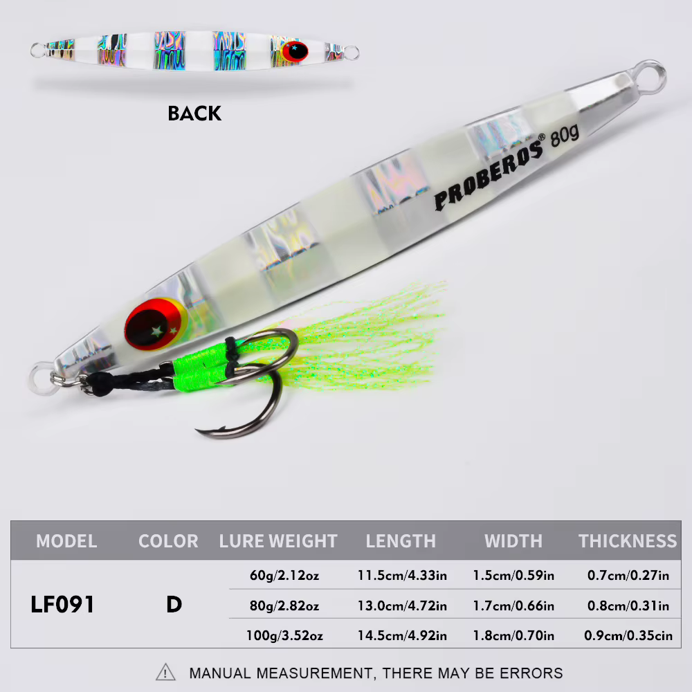 PROBEROS Slow Jig Metálico para Lubina en Agua Salada con Plumas - imagen 3