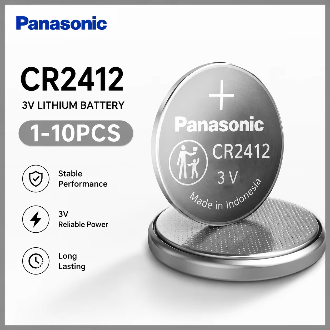 Panasonic CR2412 3V Pila Botón de Litio para Llave de Coche