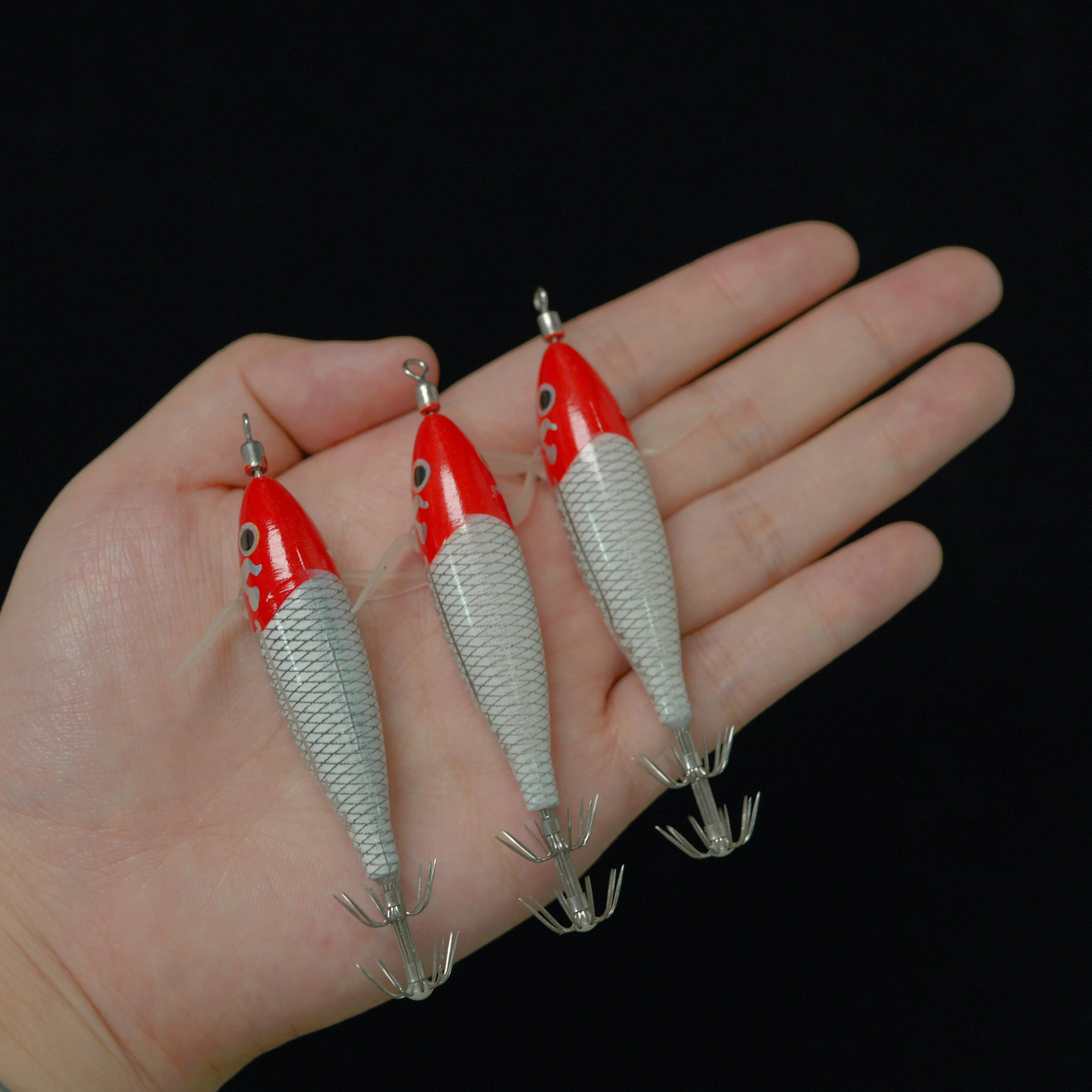 Señuelo BRAVMACK Red Head Scale Squid Jig luminoso aleta salada - imagen 2