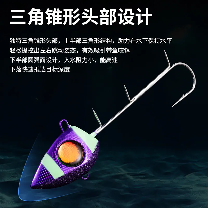 ECOODA Jig metálico luminoso cabeza triangular para pesca alta mar - imagen 5