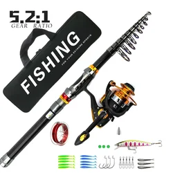Kit pesca completo caña carbono y carrete giratorio