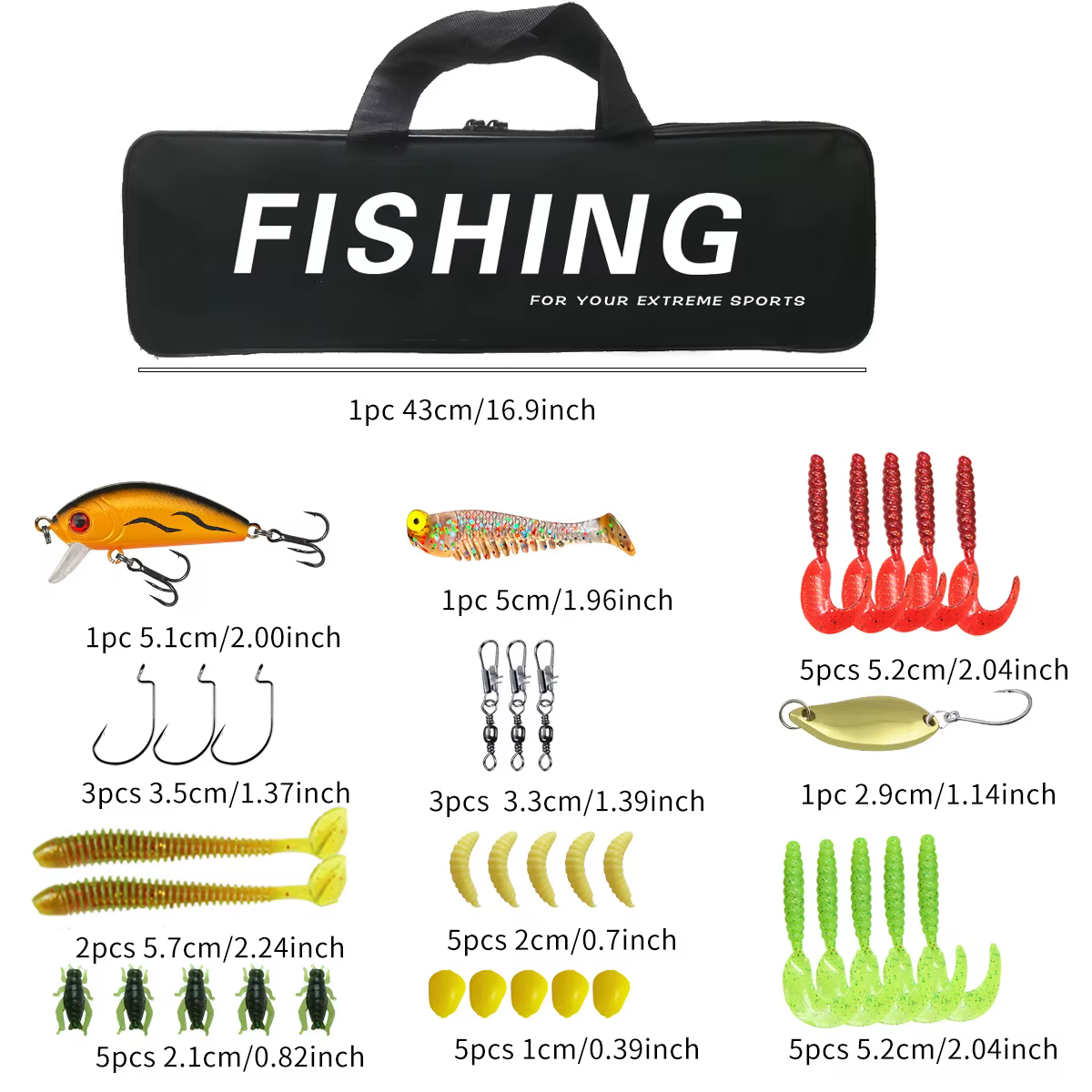 Combo Pesca 1.5m Caña Carrete Vinilos Anzuelos Eslabones - imagen 5