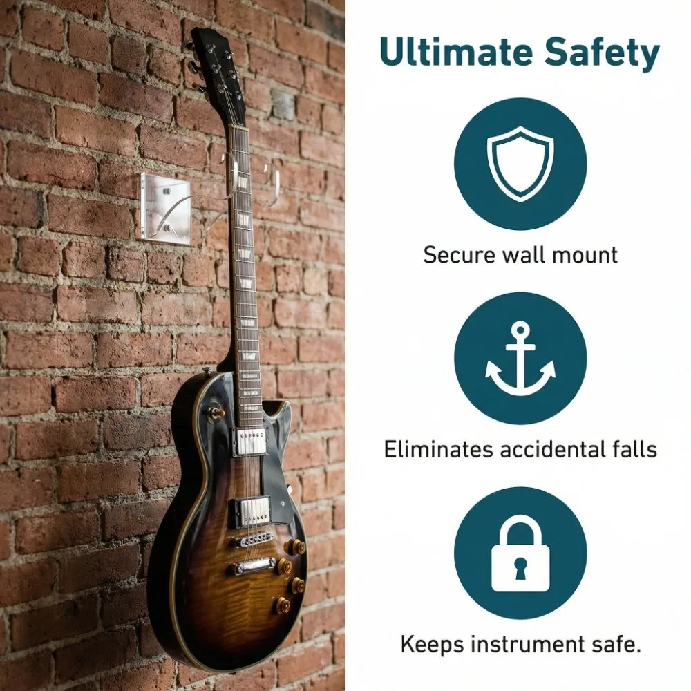 Soporte de pared para guitarra ajustable con instalación sencilla - imagen 4