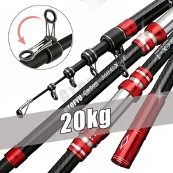 Caña telescópica de carbono para spinning, surf y baitcasting
