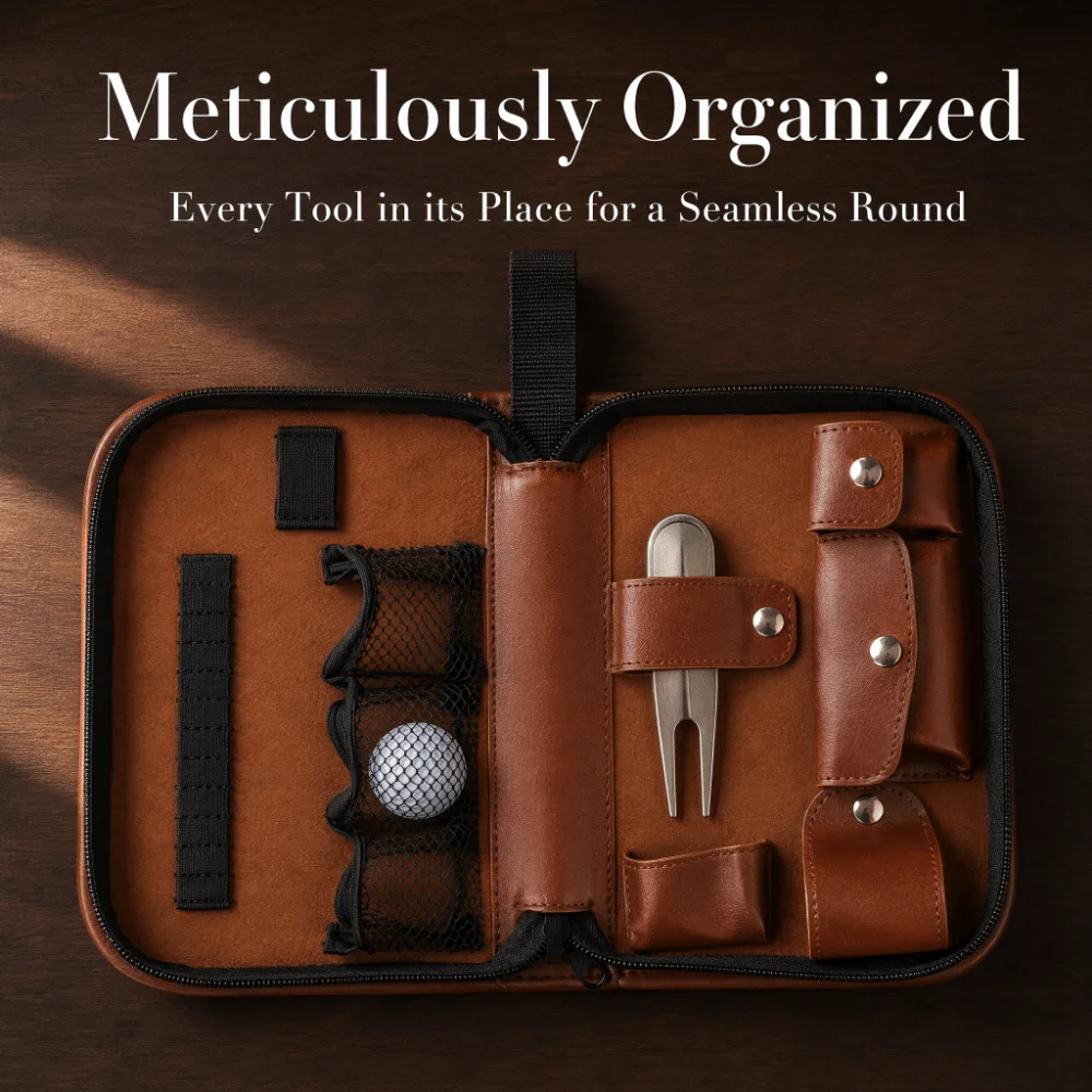 Estuche cuero antiarañazos para accesorios de golf, gran capacidad - imagen 3