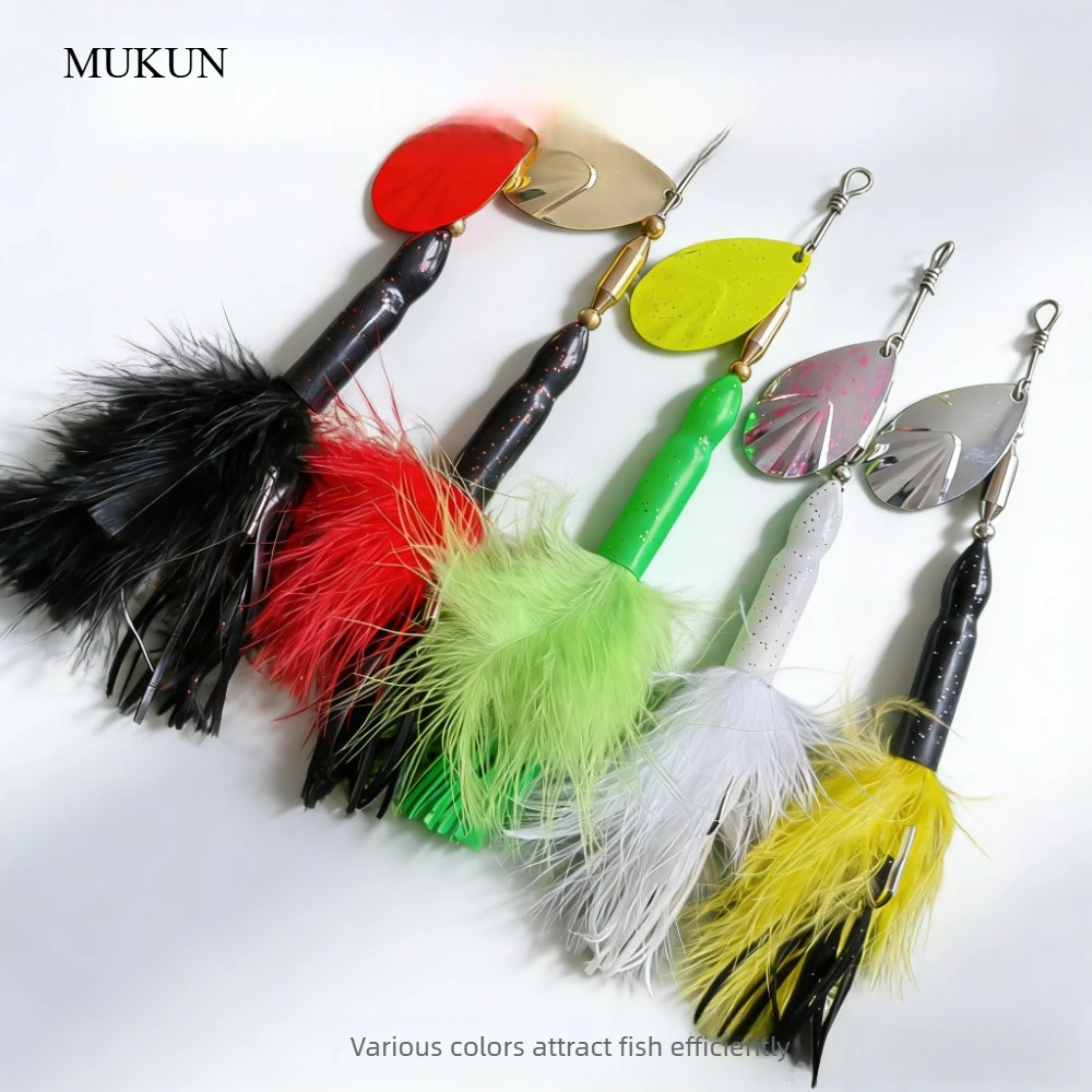 Spinner Bucktail Musky Pike – Metal pesado con plumas artificiales - imagen 5