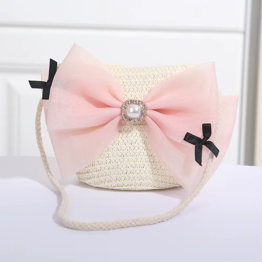 Bolso de paja tejido elegante color variedad