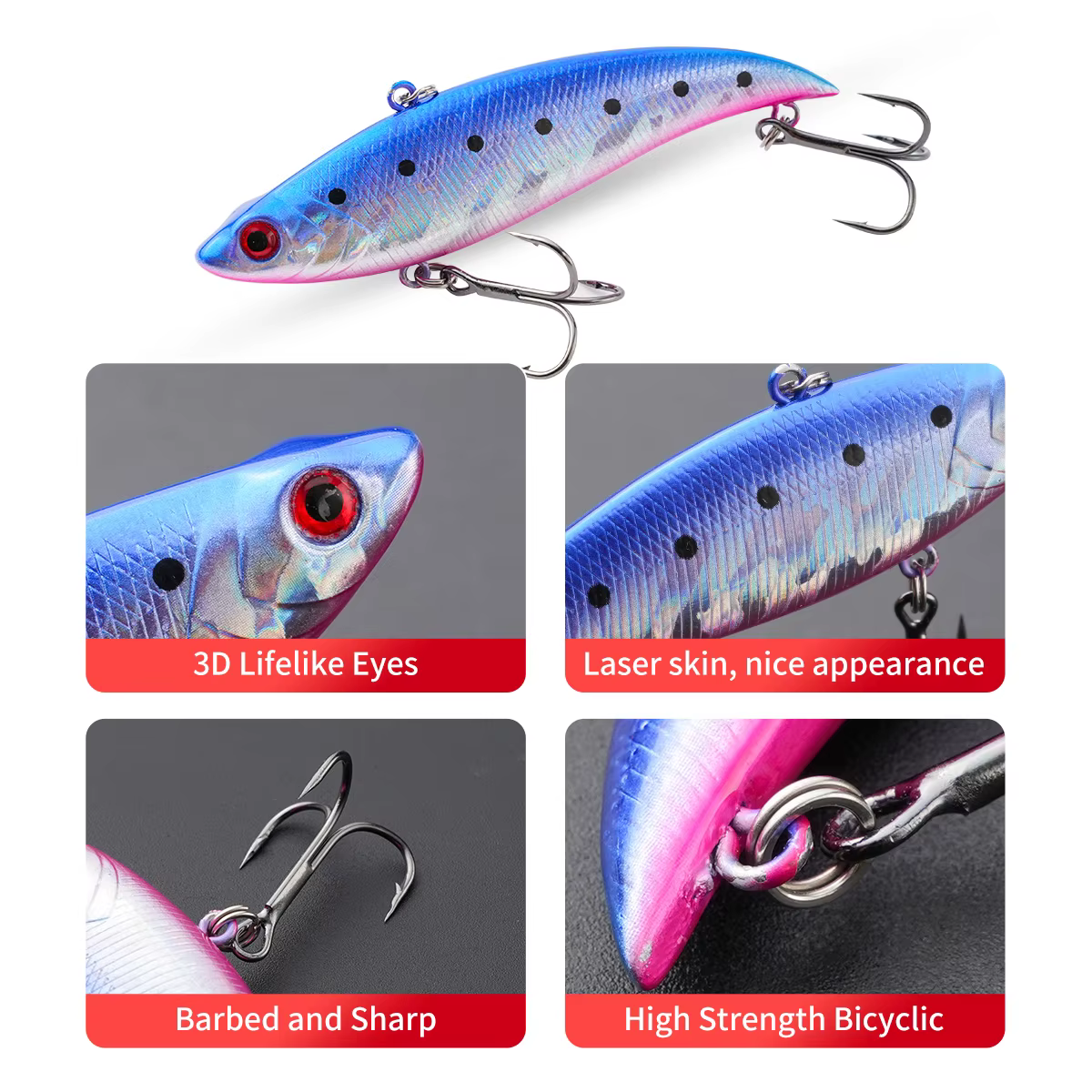 Señuelo VIB hundido sonoro para pesca en hielo y agua salada - imagen 4