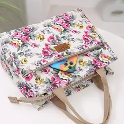Bolsa de lona floral étnica para picnic y viajes, gran capacidad