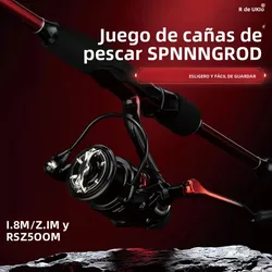 DEUKIO Caña de carbono y carrete spinning para pesca