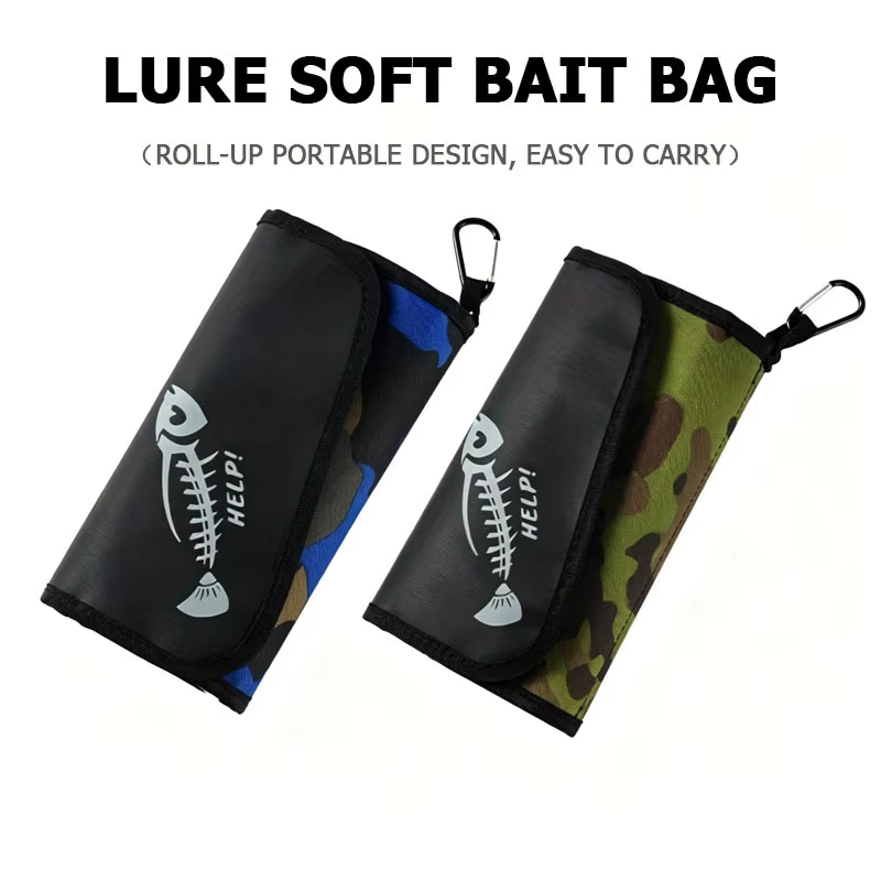 Bolsa porta señuelos de pesca para vinilos, impermeable y camuflaje