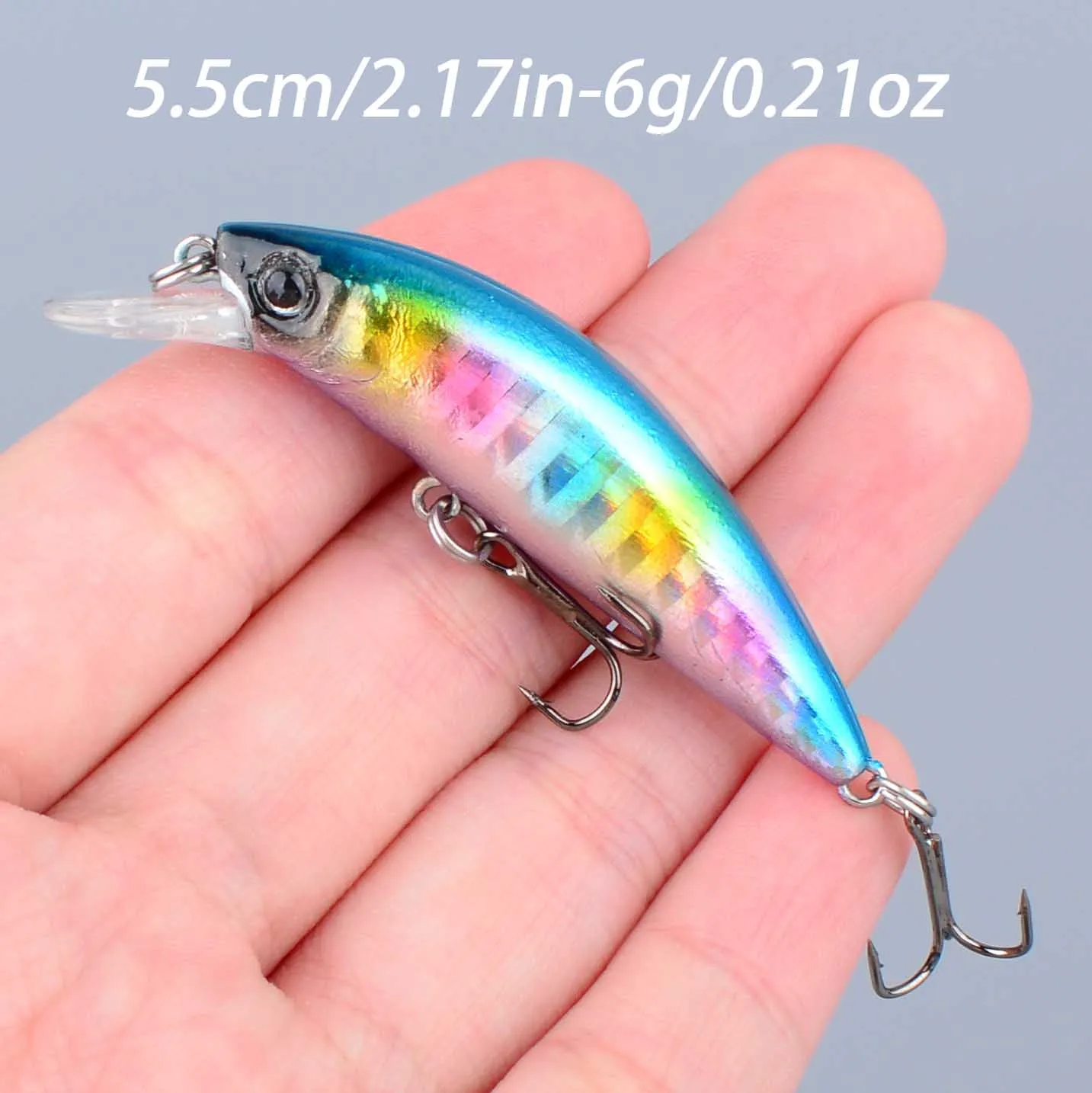 Detalle del acabado y color del señuelo minnow