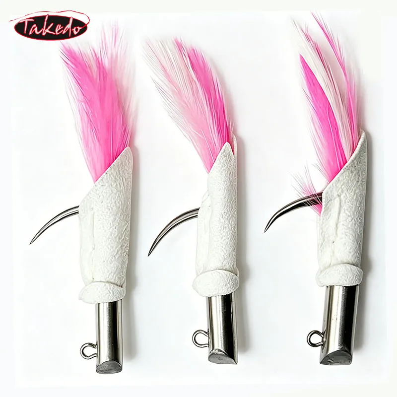 TAKEDO Señuelo con plumas y anzuelo de acero inoxidable sin púas - imagen 4