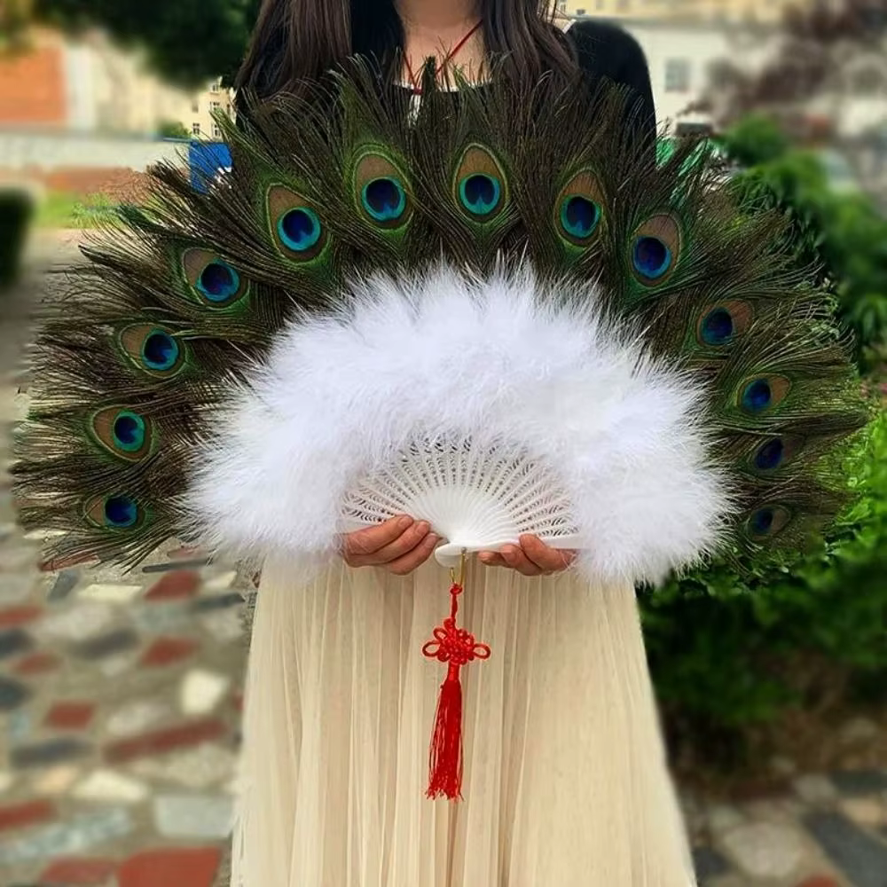 Abanico multicolor grande con plumas de pavo real – Bodas y eventos - imagen 5