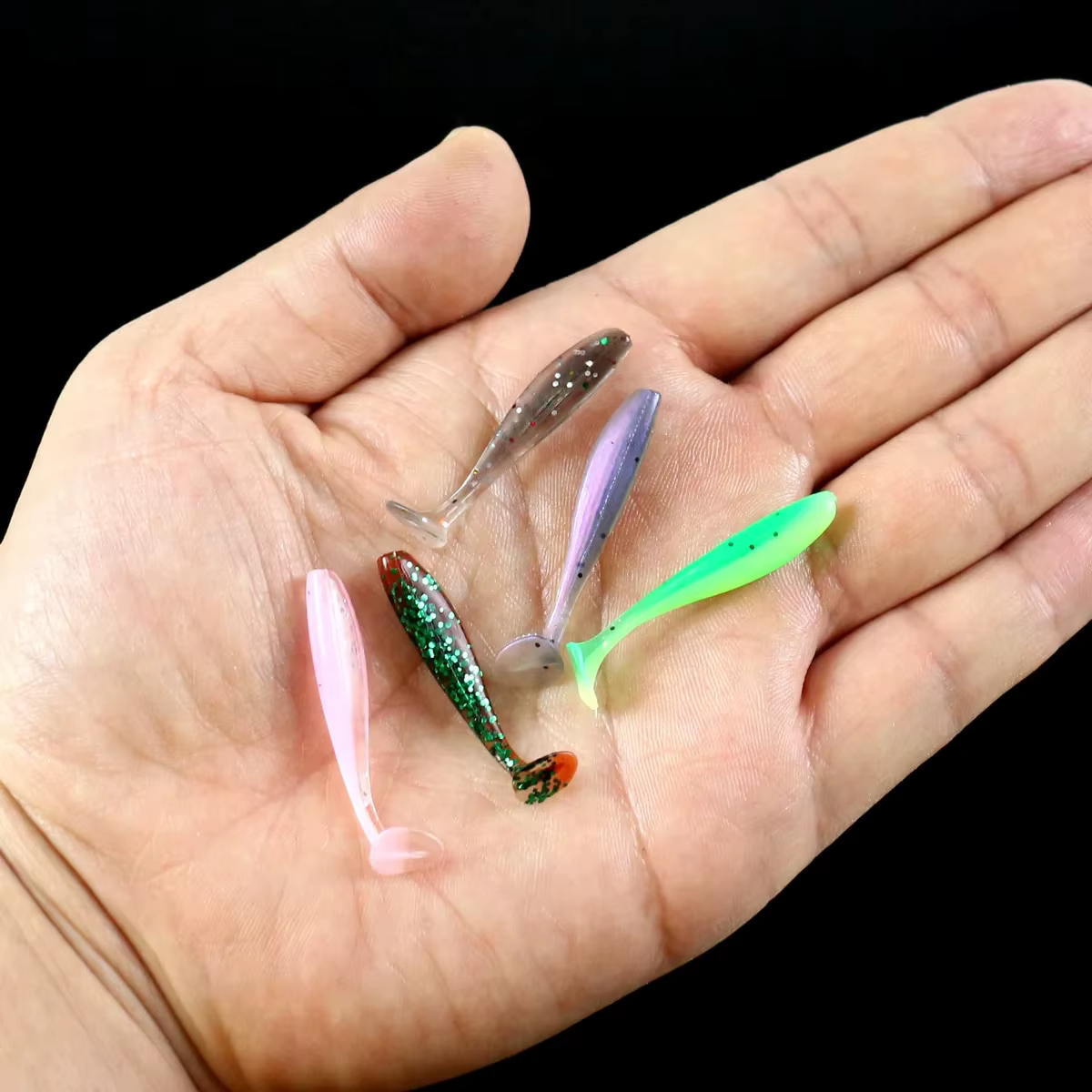 Señuelos de lucio mini blandos silicona gusano cola en T - imagen 2