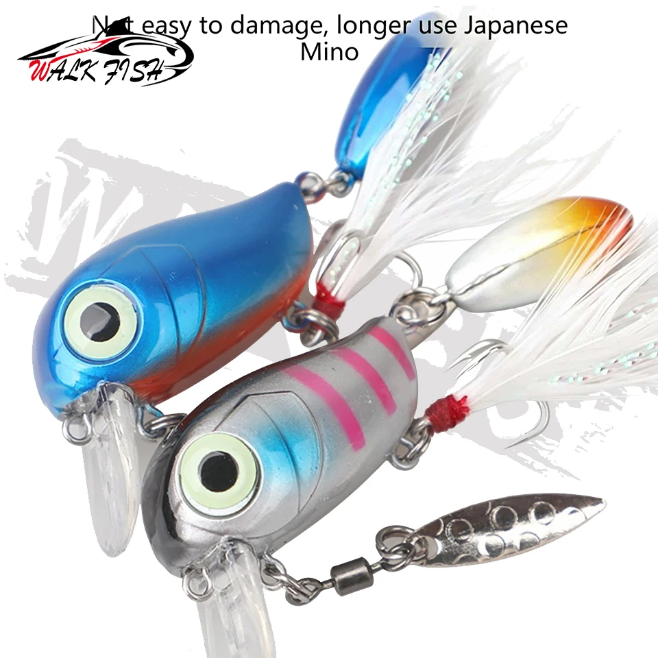 WALK FISH Crankbait de superficie con brillo oscilante para lubina - imagen 5