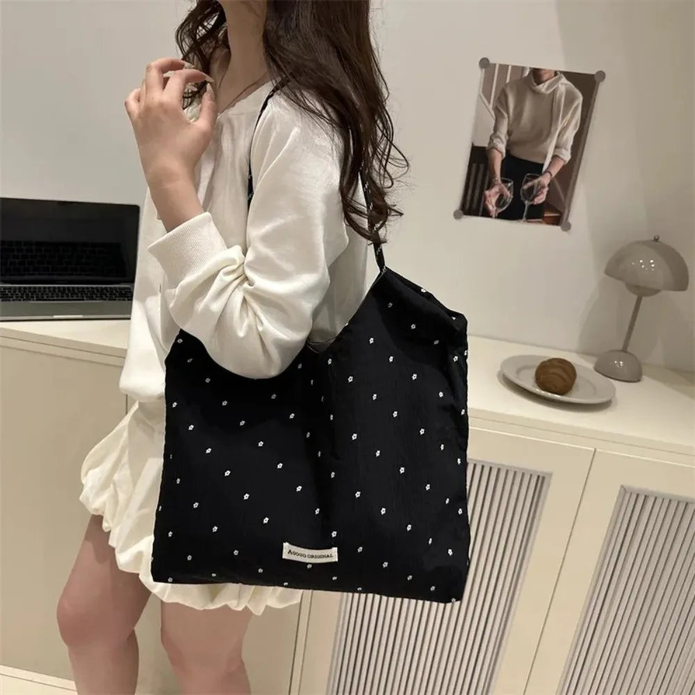 Bolso Tote retro con cordón y estampado de puntos de alta gama - imagen 4