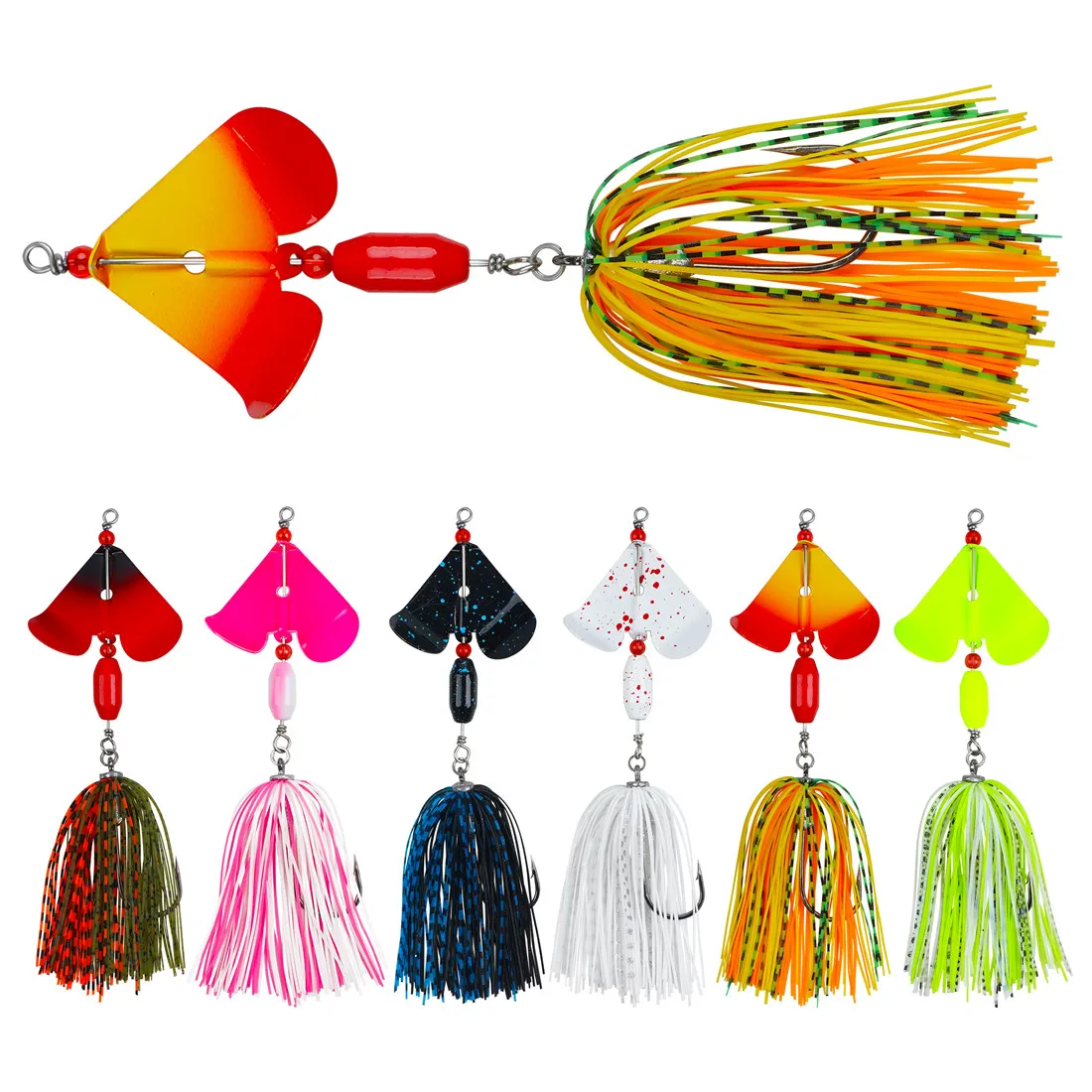 Señuelos spinnerbait multicolor con hojas giratorias