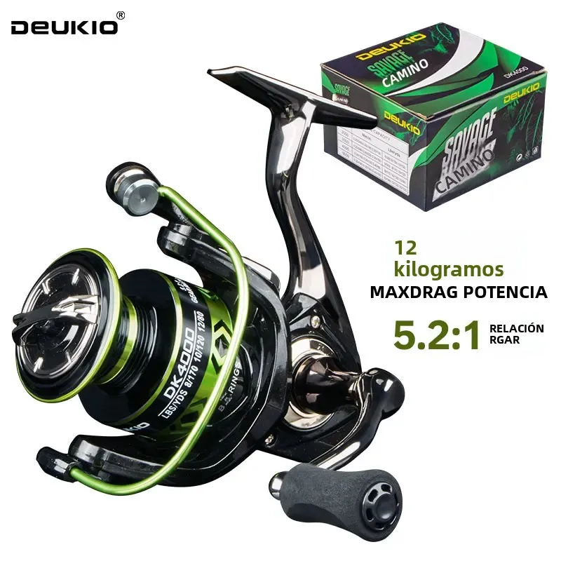 Carrete giratorio DEUKIO 5.2:1 – Arrastre 12 kg, agua salada y dulce - imagen 5