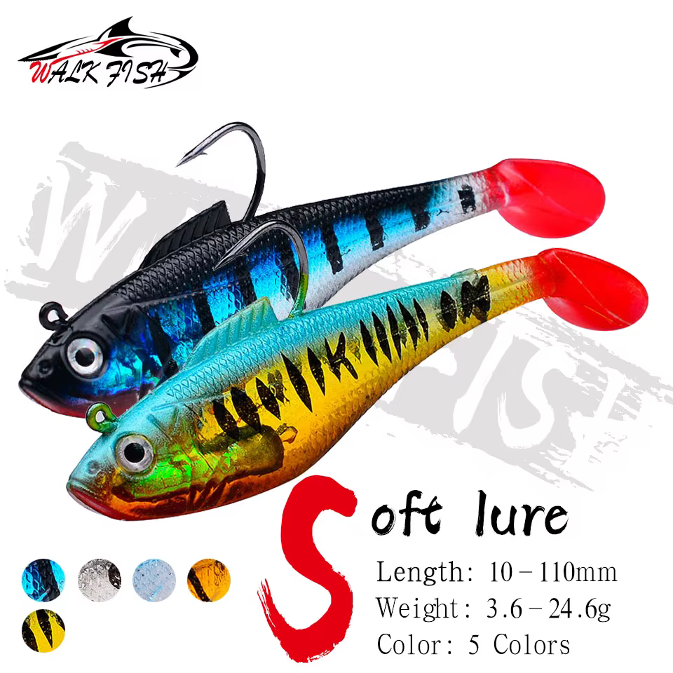 Walk Fish Swimbait de cola en T - Señuelo de pesca novedad temporada