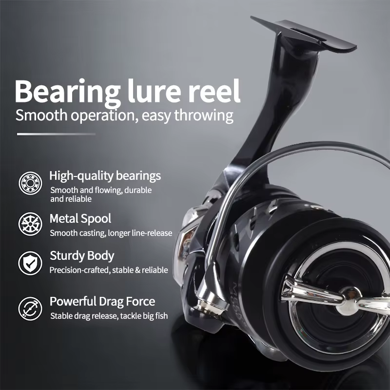 Carrete Spinning MEEKS – 7+1 Rodamientos, Frenado 7kg, 230g
